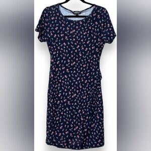 Stitch Fox Navy Fit and Flare Scoop Neck Midi Dress Size L NEW With Tags